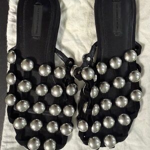 Alexander Wang Studded Lattice Slides (EU 38)